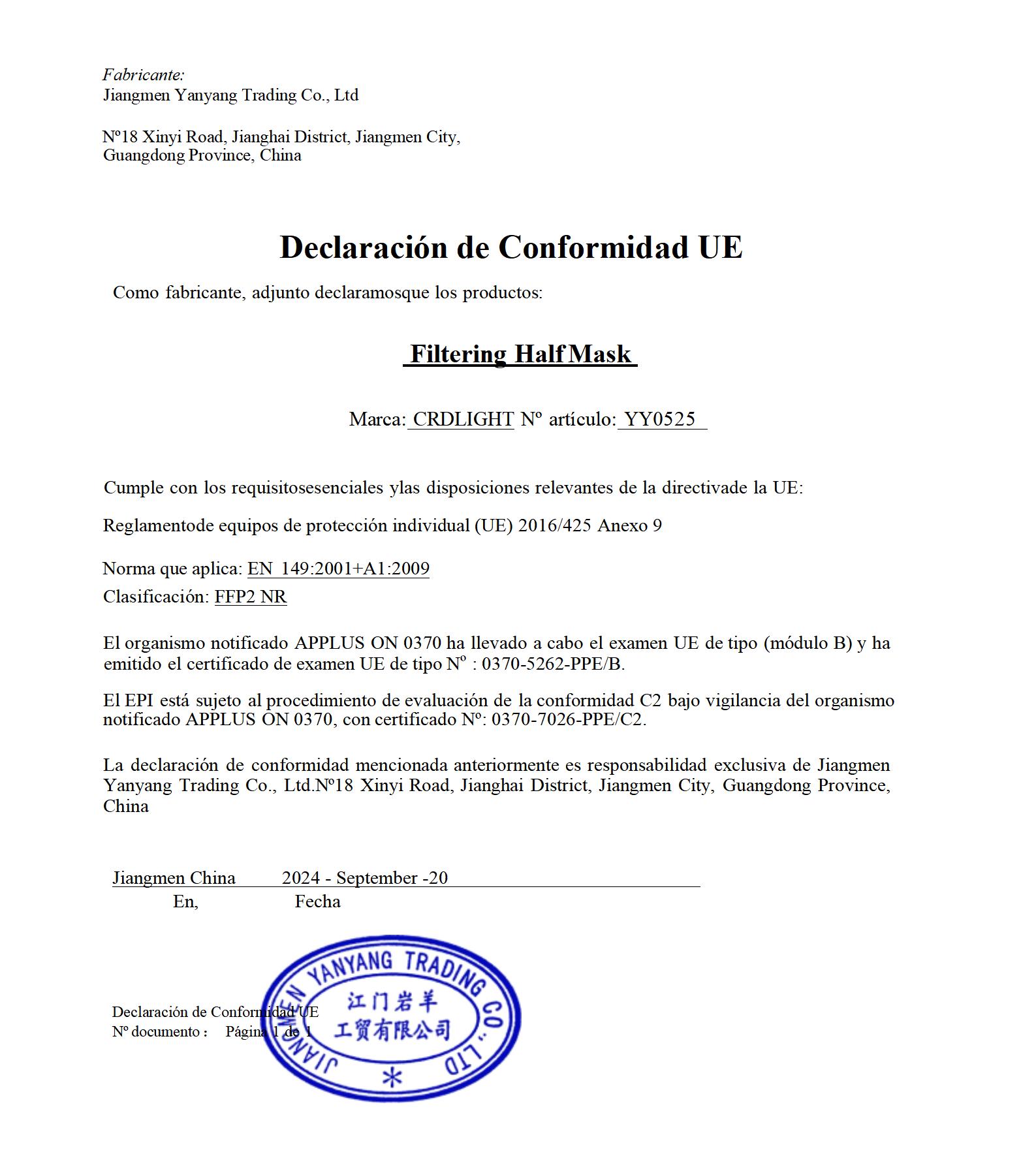 Declaracion de conformidad caste...módulo B y C2 firma Justine 0370_01